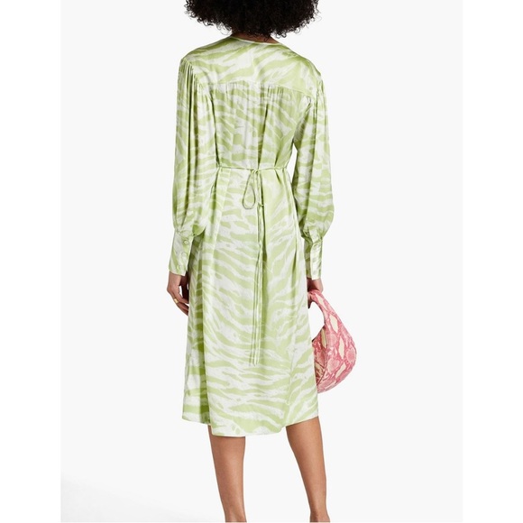 GANNI Zebra-print silk-blend midi dress - Picture 8 of 12